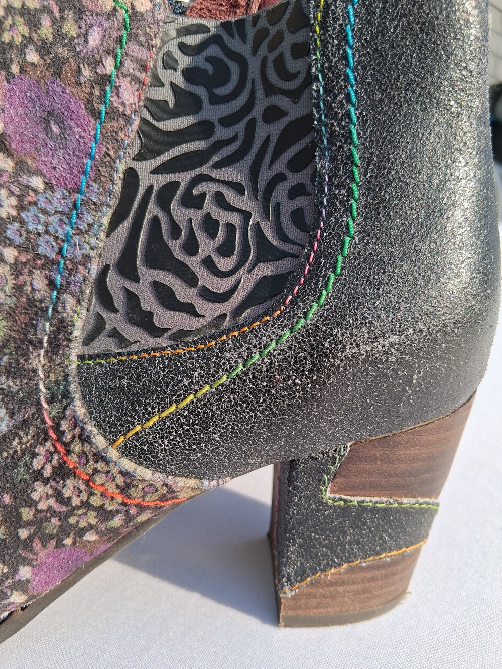L'Artiste by Spring Step Melvina Leather Multi Floral Ankle Boots Size 39 - Picture 11 of 11